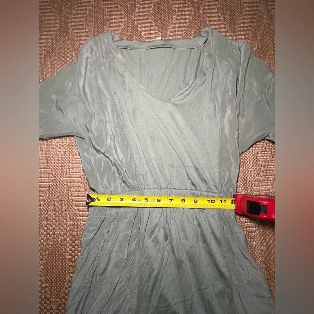 J.Crew Women Silk Sage Green V-Neck Pleat Shift Dress,Size XS,Great Condition